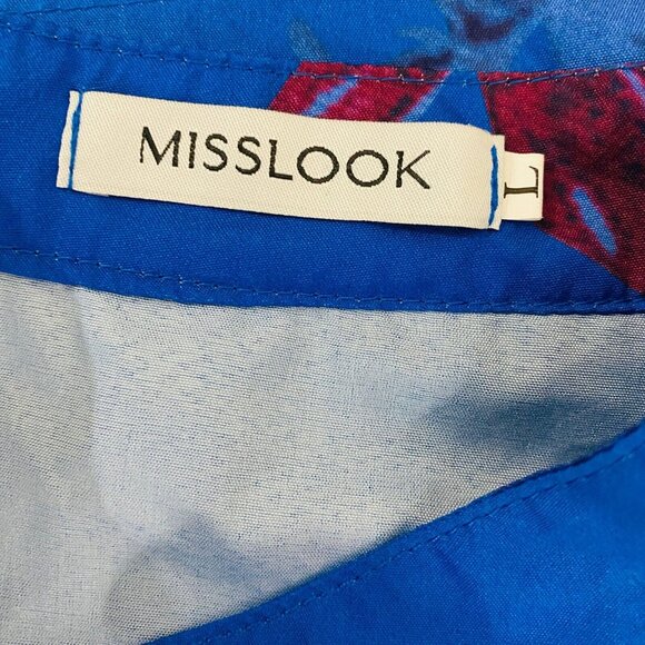 Misslook Top Womens Tunic Split Neck Floral Print Lightweight Pretty L - Picture 7 of 7